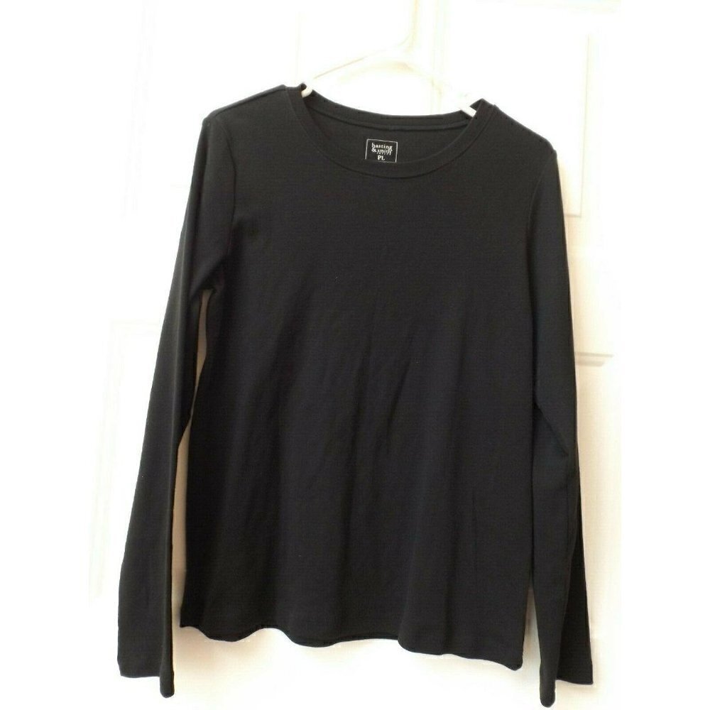 Hastings & Smith PL Long sleeve black cotton blend knit lagenlook top